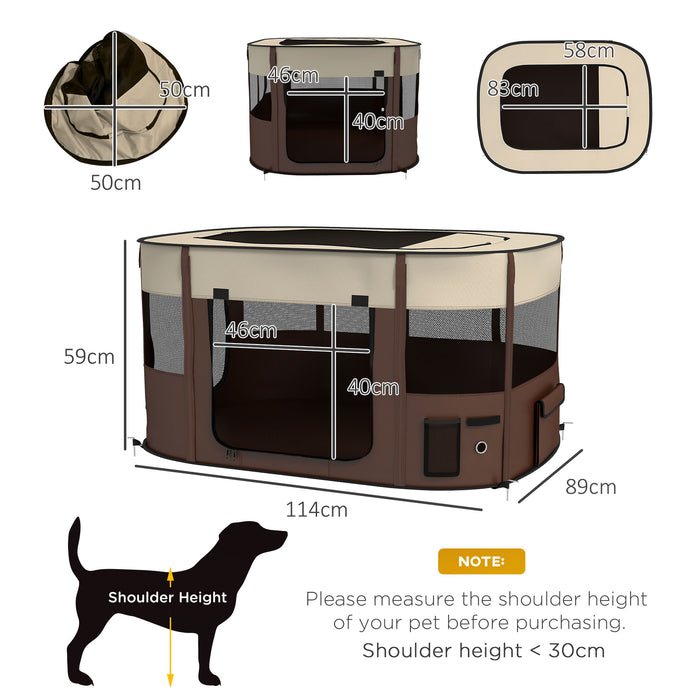 Portable Dog Pen for Puppies, Rabbits, Kittens, Guinea Pigs - Brown