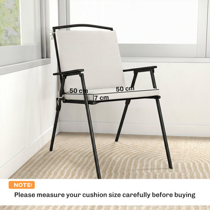 2Pcs Garden Chair Cushions, Waterproof Seat Pads, Cream White