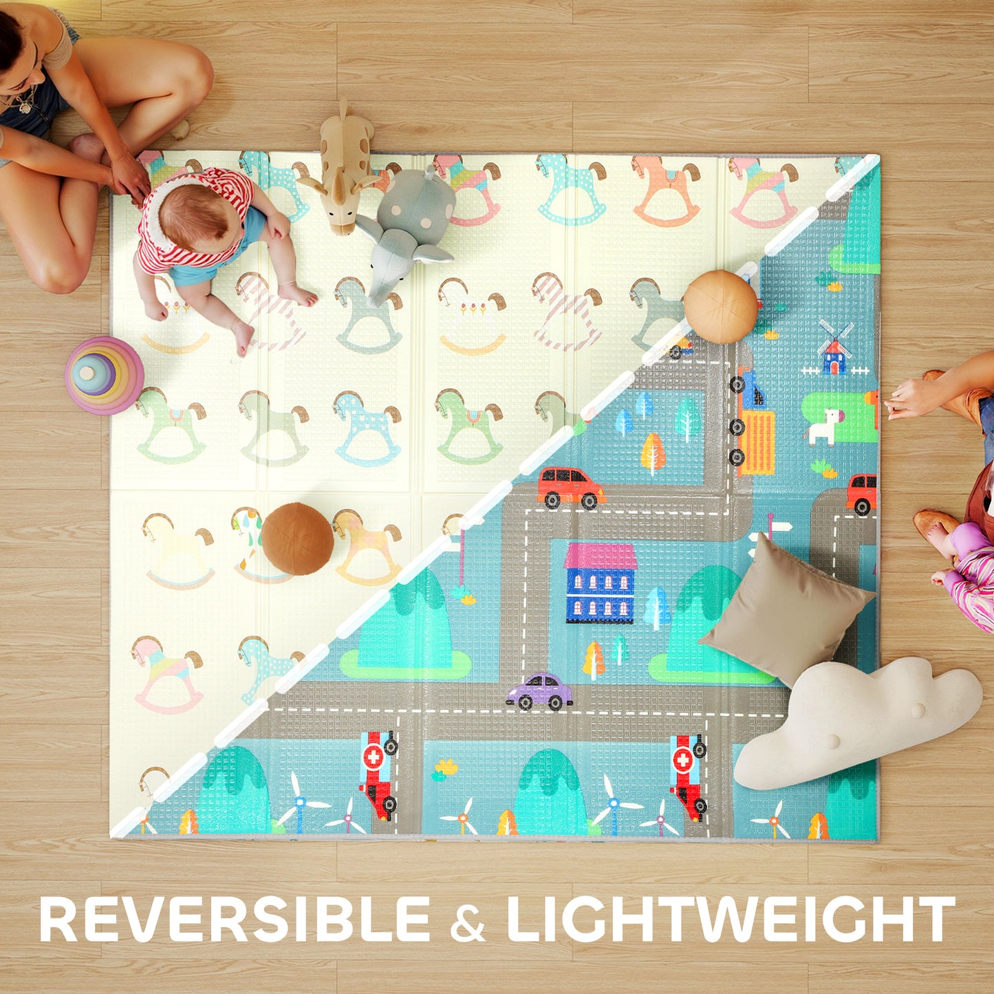 Baby Play Mat Double-Sided, Kids Crawling Mat for Toddlers
