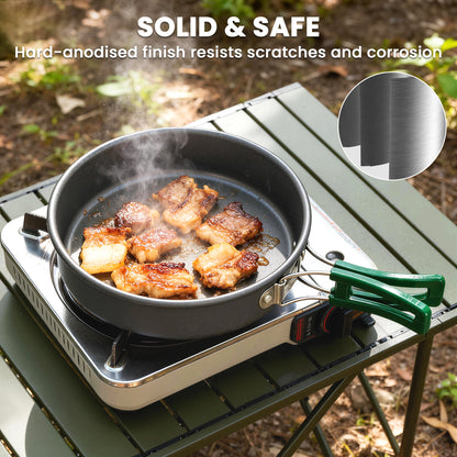 Camping Cookware Set, 8-Piece Ultralight Camping Cooking Kit Grey