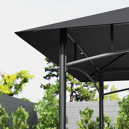 8' x 5' Grill Gazebo Canopy with 2 Side Shelves, Hook, Dark Grey