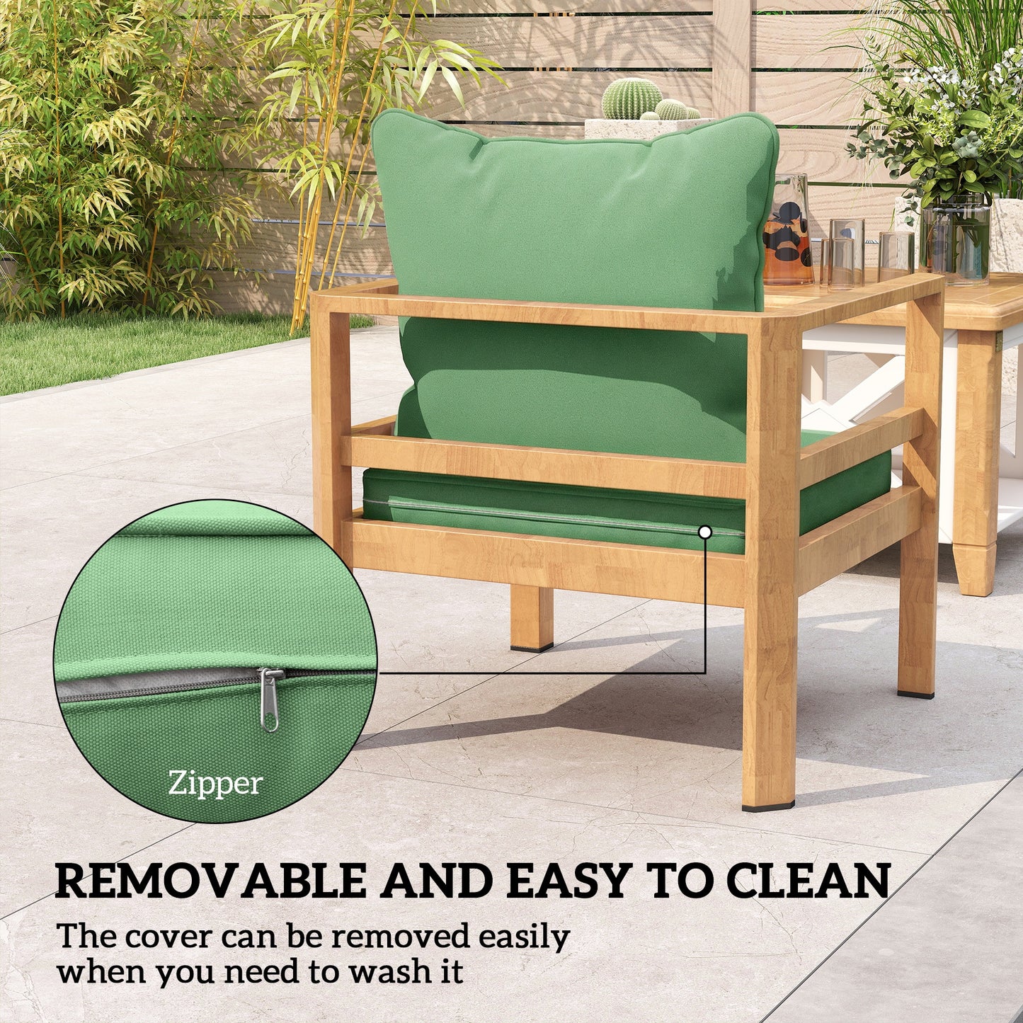 Garden Chair Cushion with Seat & Back Pad, CUSHION ONLY, Green