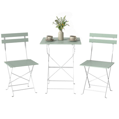 Outdoor Bistro Set Folding for 2 People White Green