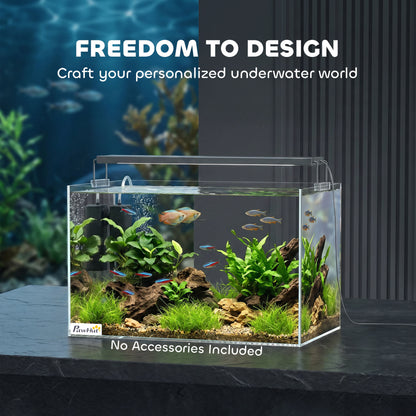 24L Fish Tank, Glass Aquarium, Small Fish Tank with Protective Base Mat, for Shrimps, Turtles, Transparent, 40 x 25 x 25 cm