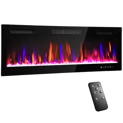 50" Wall Electric Fireplace, Slim Electric Fire, 1800W, Black