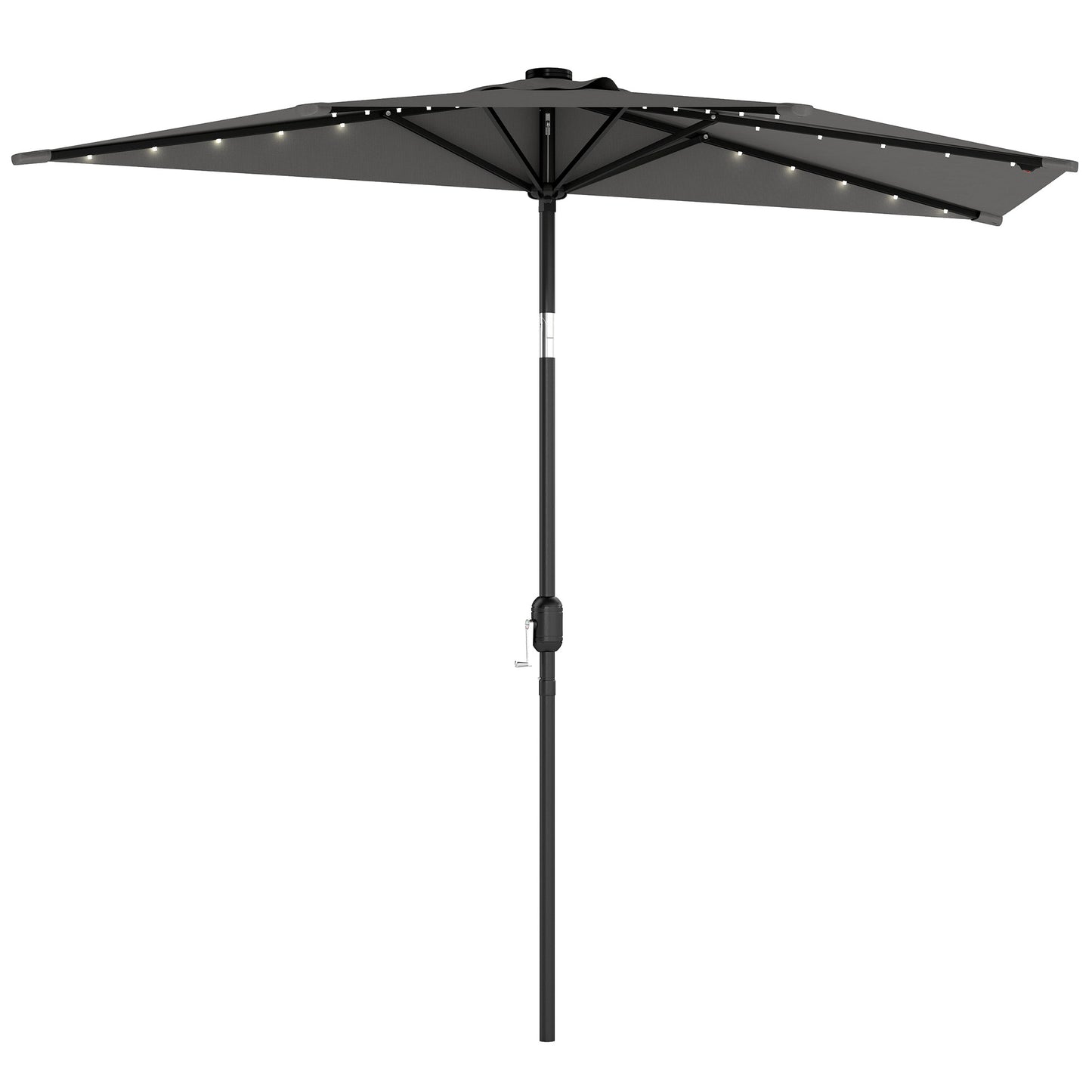 2.6 m Half Parasol with Solar Lights, UPF50+ Semi Round Umbrella