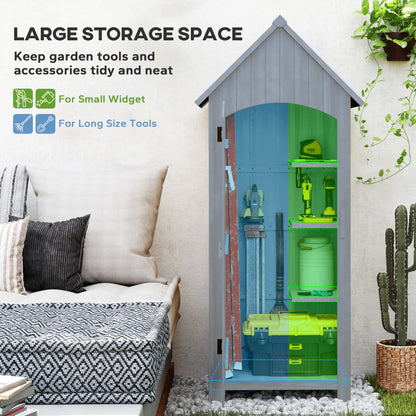 Wooden Small Garden Shed with 3 Shelves and Tilt Roof Grey