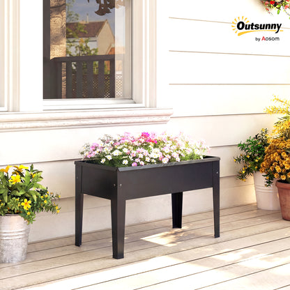 Raised Planter, Metal Raised Garden Bed on Legs with Drainage Hole and Foot Covers, Outdoor Elevated Garden Planter for Vegetables, Herbs, Flowers, Black