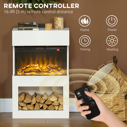 1000W/2000W Electric Fire and Mantel with Remote & Timer, White