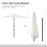 2.7m Balcony Half Parasol 5 Steel Ribs Construction Garden Outdoor Umbrella Cream White