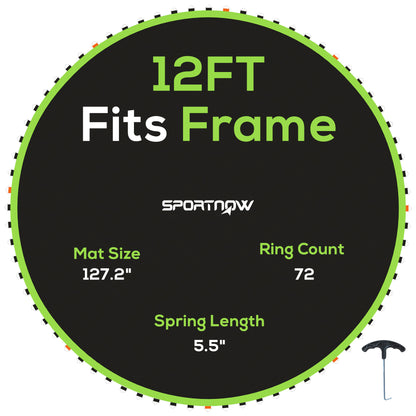 Trampoline Mat with 72 V-Hooks, for 12ft Trampoline, Green