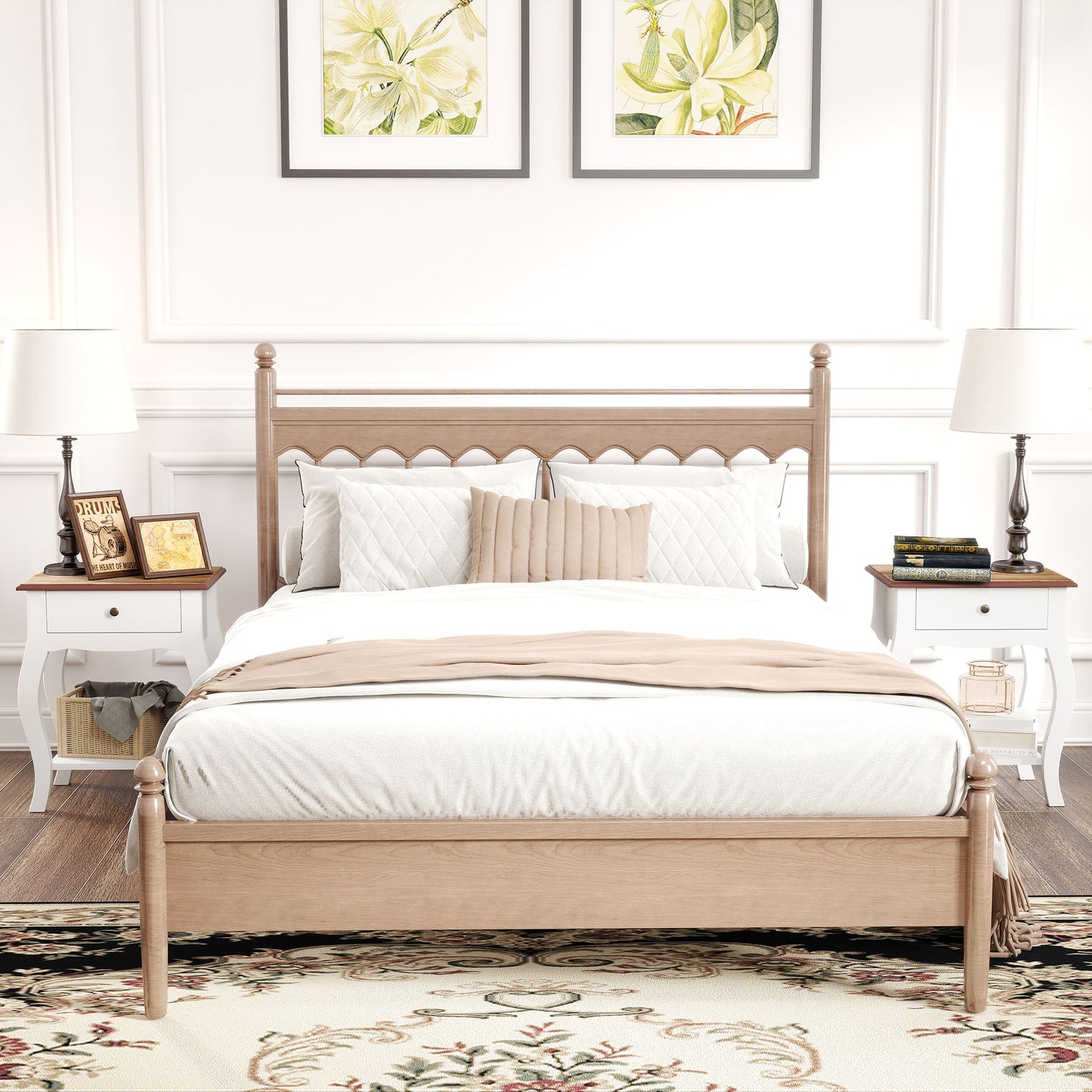 Bedside Tables Set of 2, Bedside Cabinets with Drawer, Shelf, White