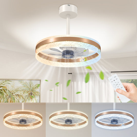 Ceiling Fan Light with 3 Colour, Timer, Reversible, Remote, Gold