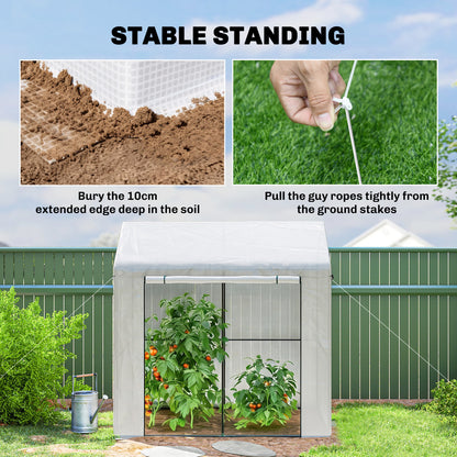 Walk-in Greenhouse, Green House with Mesh Windows, White