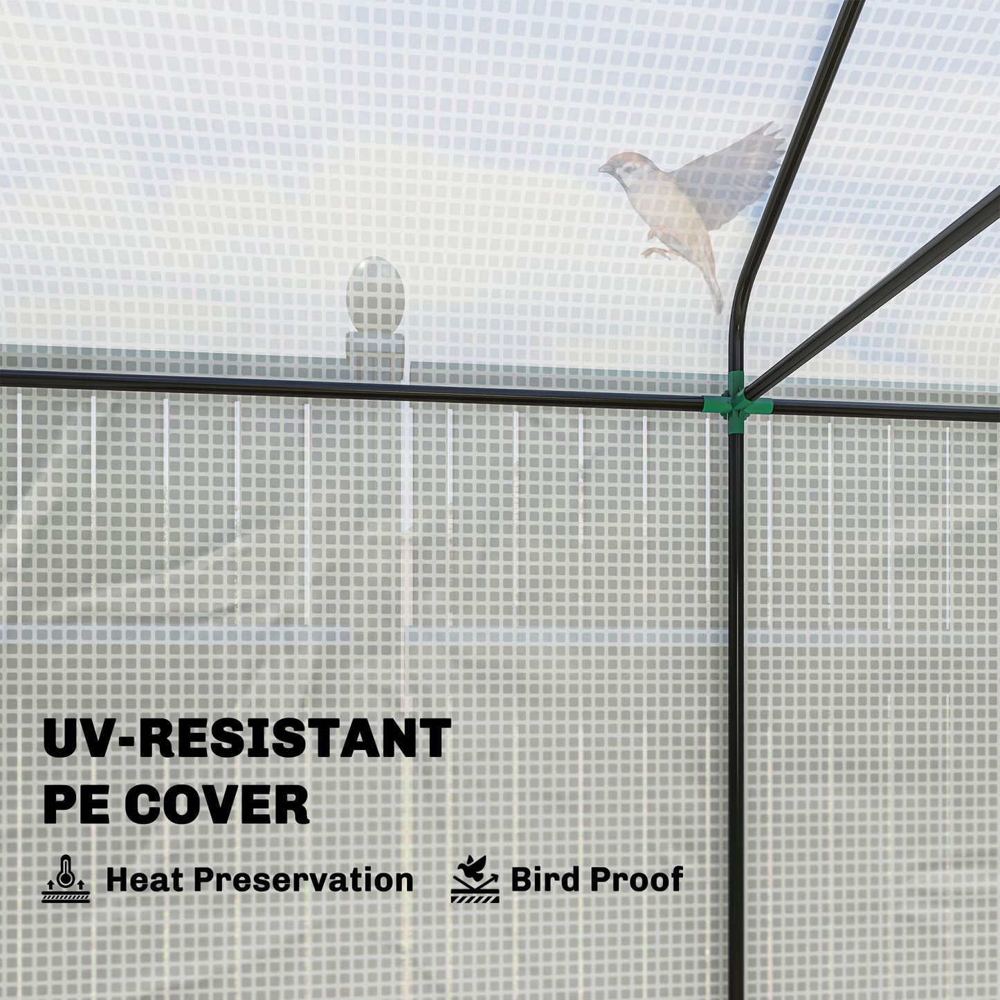 Walk-in Greenhouse, Green House with Mesh Windows, White