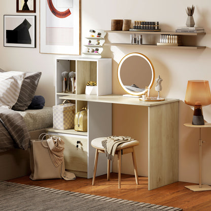 Computer Desk with Lockable File Drawers, Oak Wood Effect
