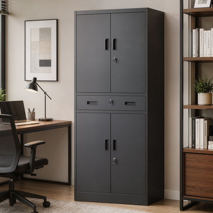180cm Tall Tool Cabinet, Lockable Metal Storage Cabinet with Drawer