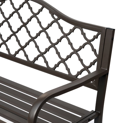 Outdoor Garden Bench Antique Style Cast Iron 2 Seater Patio Porch Park Loveseat Chair Seater - Brown