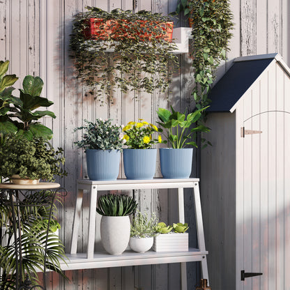 Set of 3 Round Plant Pots Outdoor 22cm for Garden Decoration, Blue