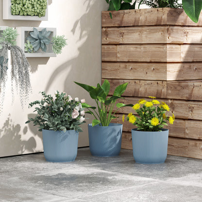 plant pot 22cm Set of 3 Round Plant Pots Outdoor 22cm for Garden Decoration, Blue – QuidsIn Superstore