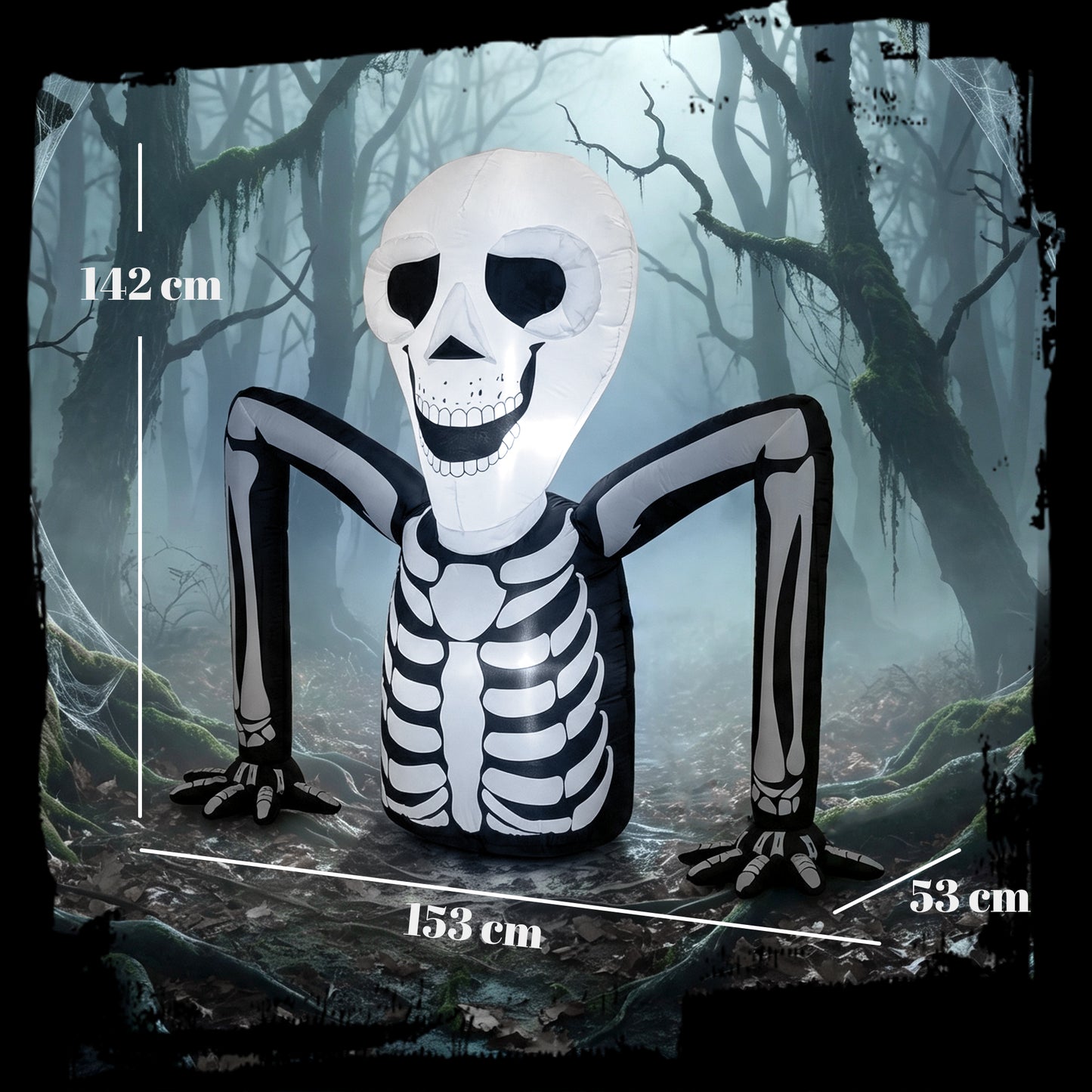 Inflatable Ground Crawling Skeleton with Built-in LED Lights