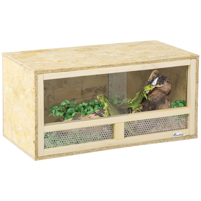 60cm Reptile Terrarium Vivarium w/ Glass Sliding Doors, Breathable Mesh