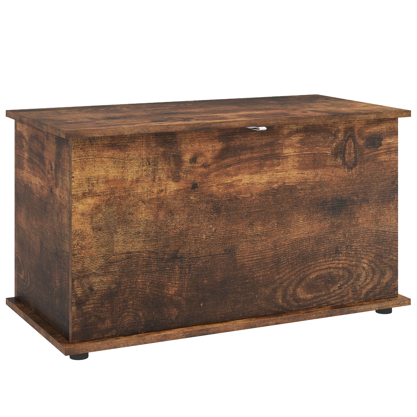 Storage Chest with Safety Hinged Lid, 102L Storage Box, Rustic Brown