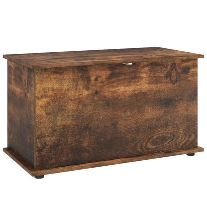 Storage Chest with Safety Hinged Lid, 102L Storage Box, Rustic Brown