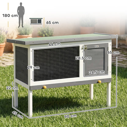 Rabbit Hutch, Guinea Pig Hutch Outdoor Cage w/ Asphalt Roof, Green