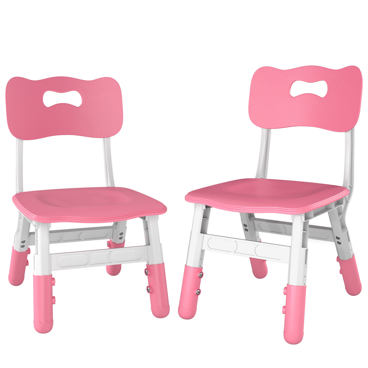 Set of 2 Height-Adjustable Kids' Desk Chairs - Pink & White