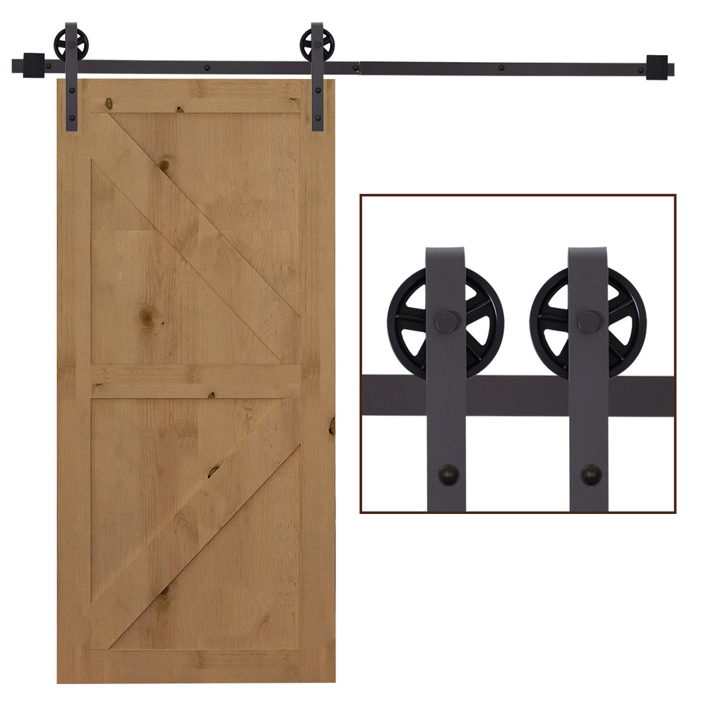 Modern Sliding Barn Door Closet Hardware Track Kit Track System Unit for Single Wooden Door 6FT/1830mm