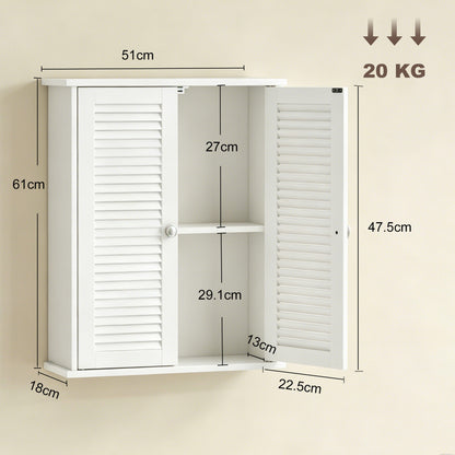 Bathroom Cabinet with Adjustable Shelf, White