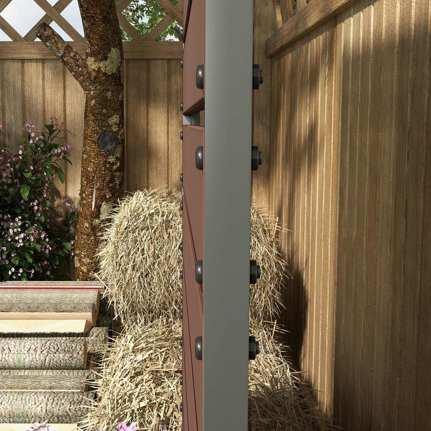 Raised Bed for Garden, Planter with Trellis for Climbing Plants, Vines, Planter Box with Drainage Gap, Brown