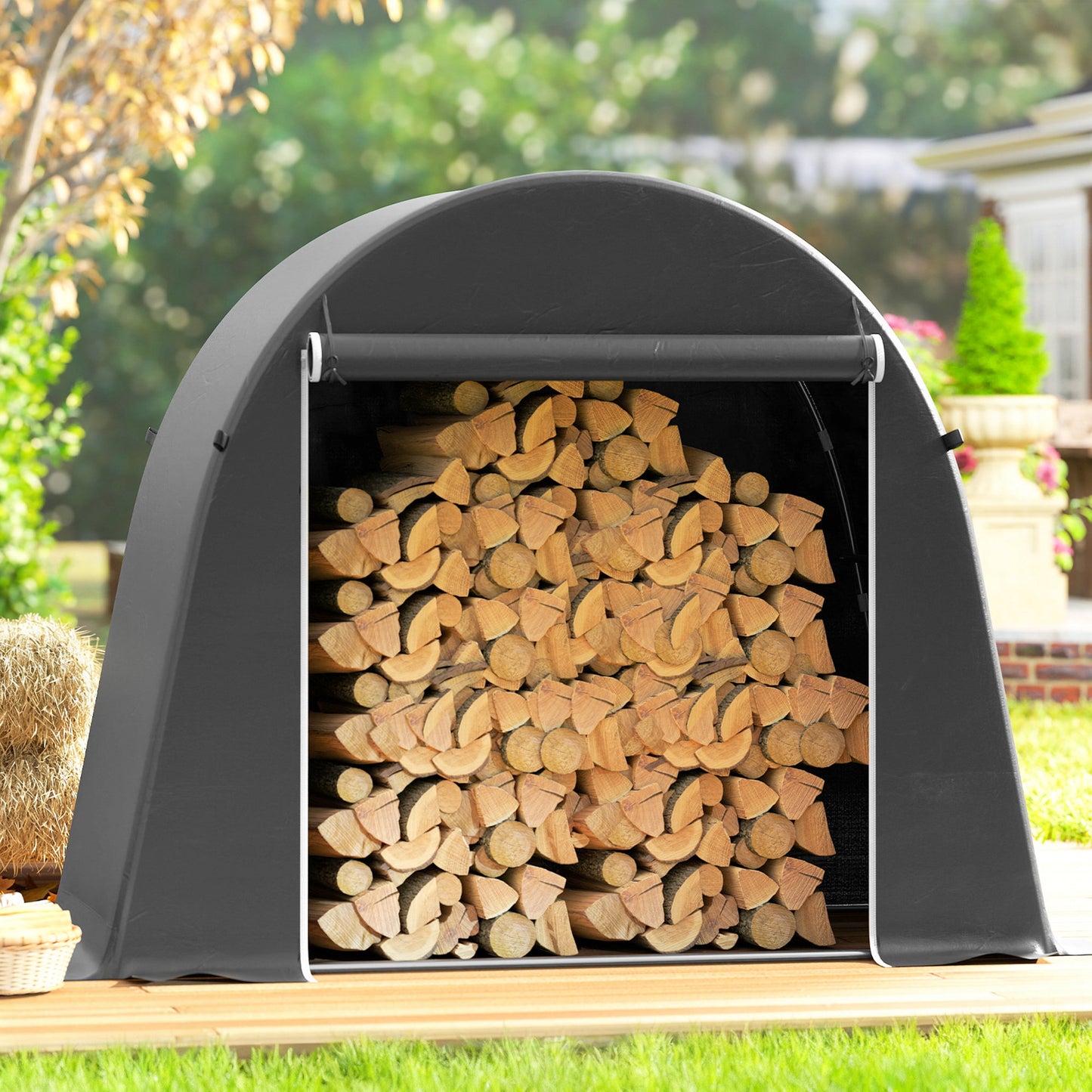 8 x 4 ft Garden Storage Shed Tent Bike Tent, Dark Grey