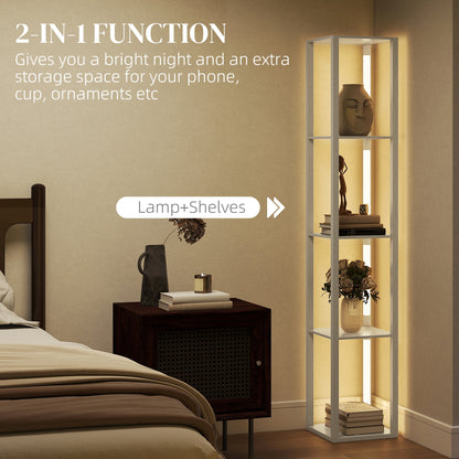 Floor Lamp for Living Room, Standing Lamp with Foot Switch, Oak