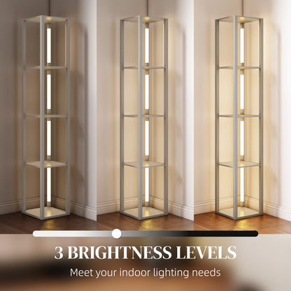 Floor Lamp for Living Room, Standing Lamp with Foot Switch, Oak