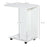 Mobile Sofa Side Table C-Shape End Table with Storage and Casters for Laptop Coffee Snack, White