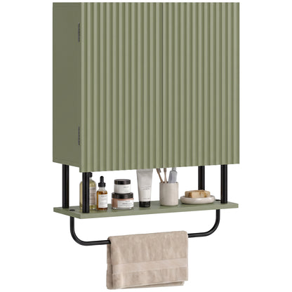 Modern Bathroom Wall Cabinet with 2 Wavy Doors Green