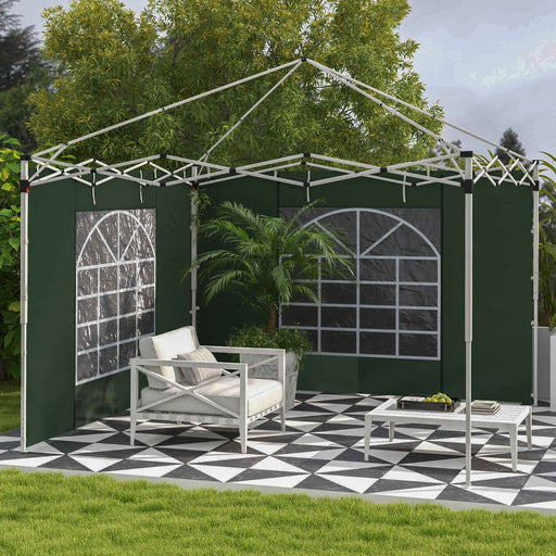 Gazebo Side Panels, 2 Pack Sides Replacement, for 3x3(m) or 3x6m Pop Up Gazebo, with Windows and Doors, Green