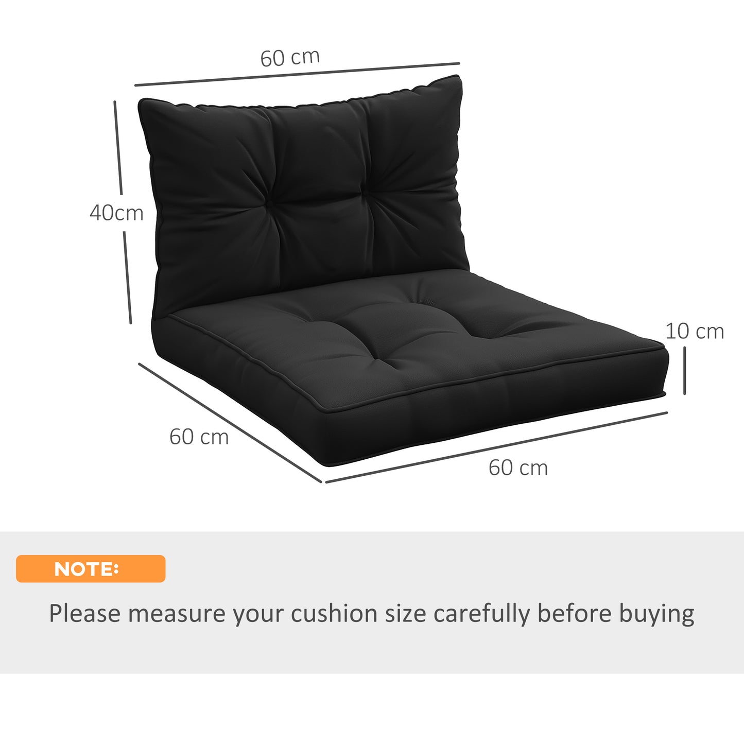 4-Piece Seat Cushions Back Pillows Replacement, Patio Chair Cushions Set for Indoor Outdoor, Black