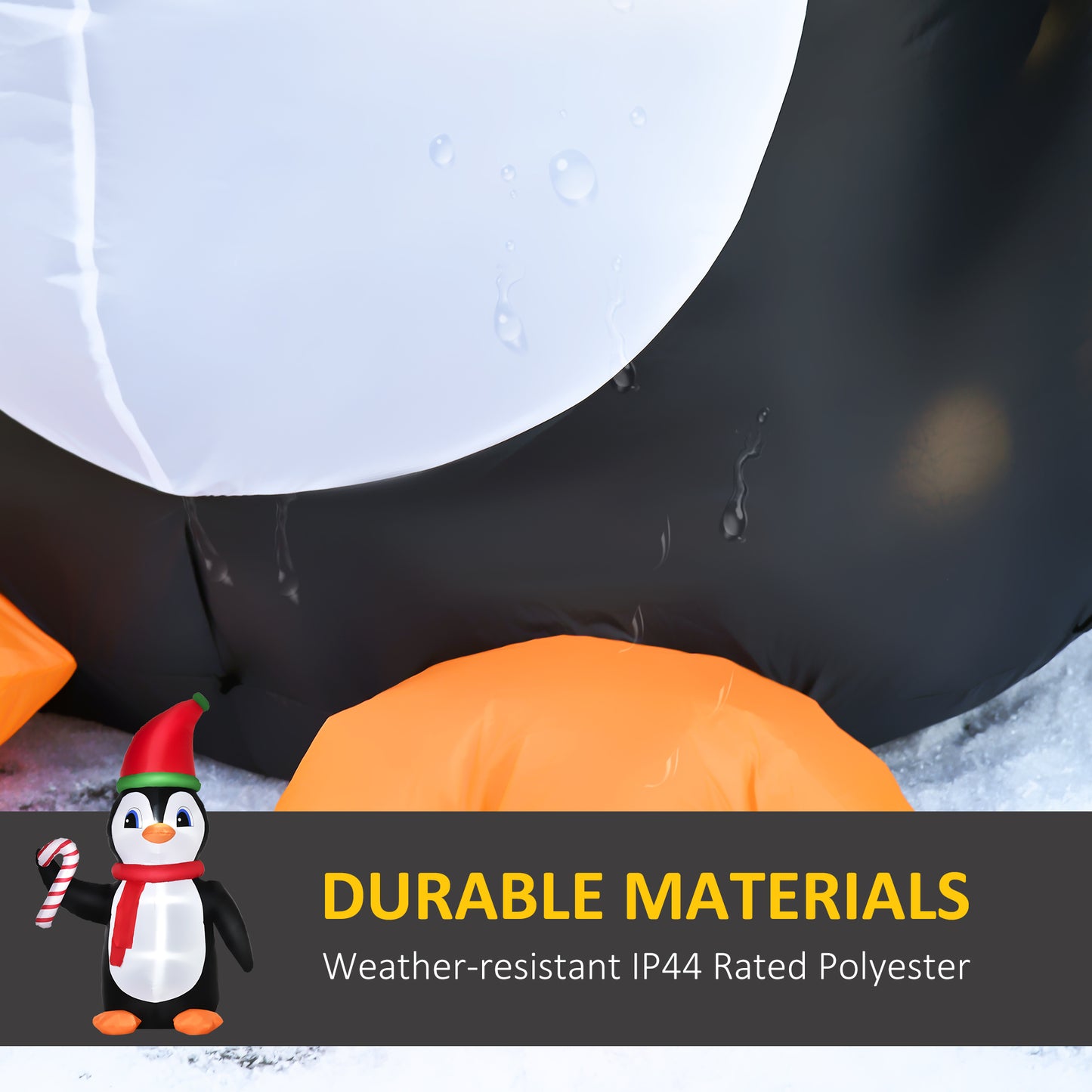 8ft Lighted Inflatable Christmas Penguin w/ Candy Cane for Garden