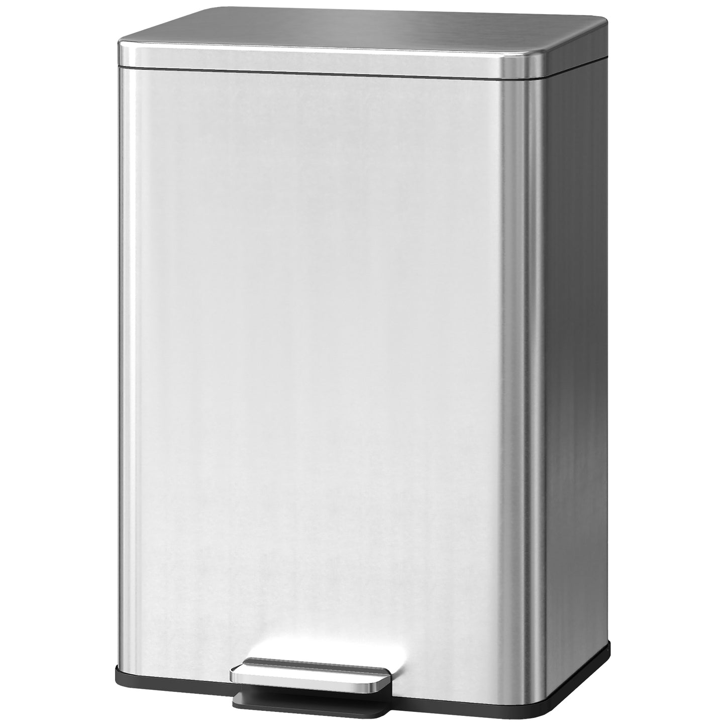 Pedal Bin with Soft-Close Lid, 20L Stainless Steel Kitchen Bin Silver
