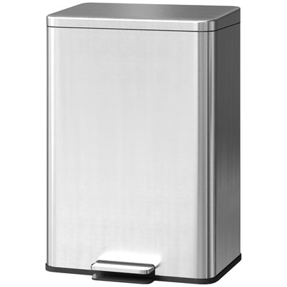 Pedal Bin with Soft-Close Lid, 20L Stainless Steel Kitchen Bin Silver
