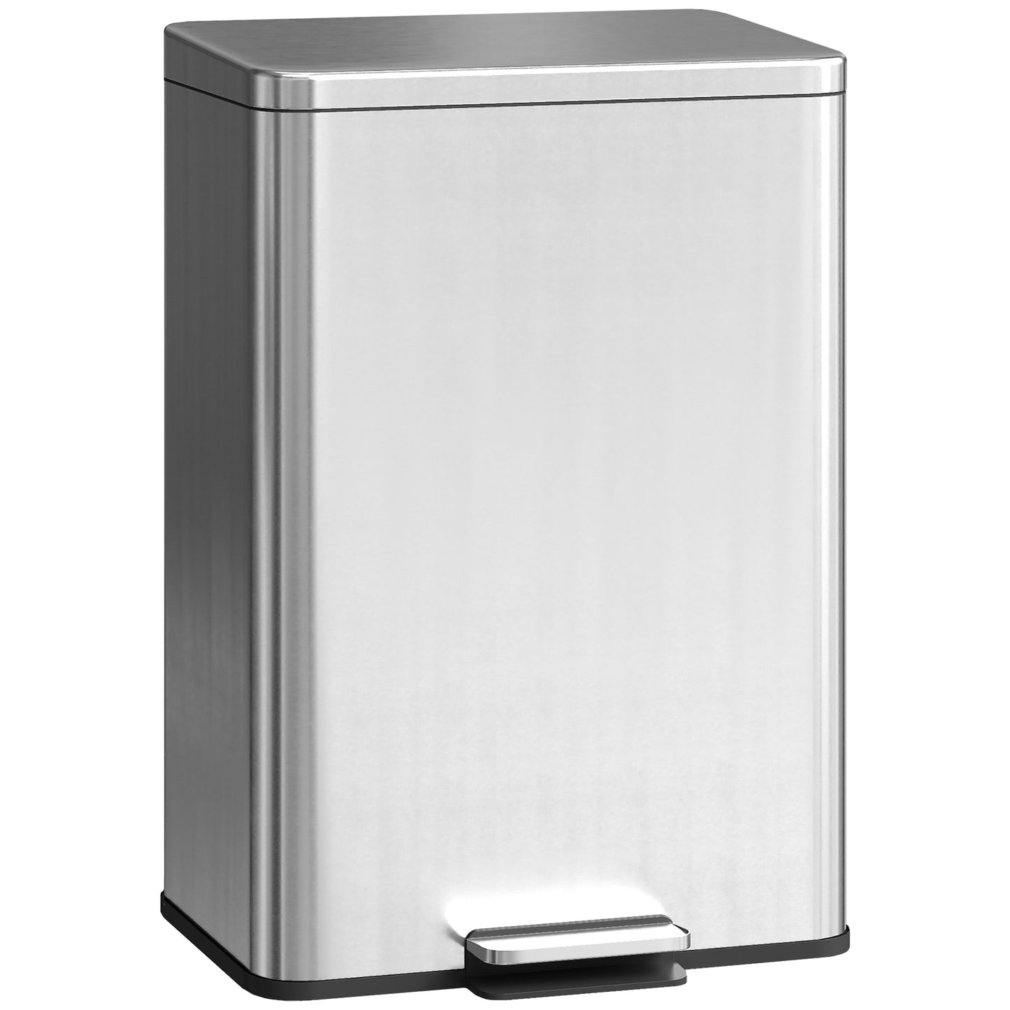 Pedal Bin with Soft-Close Lid, 20L Stainless Steel Kitchen Bin Silver