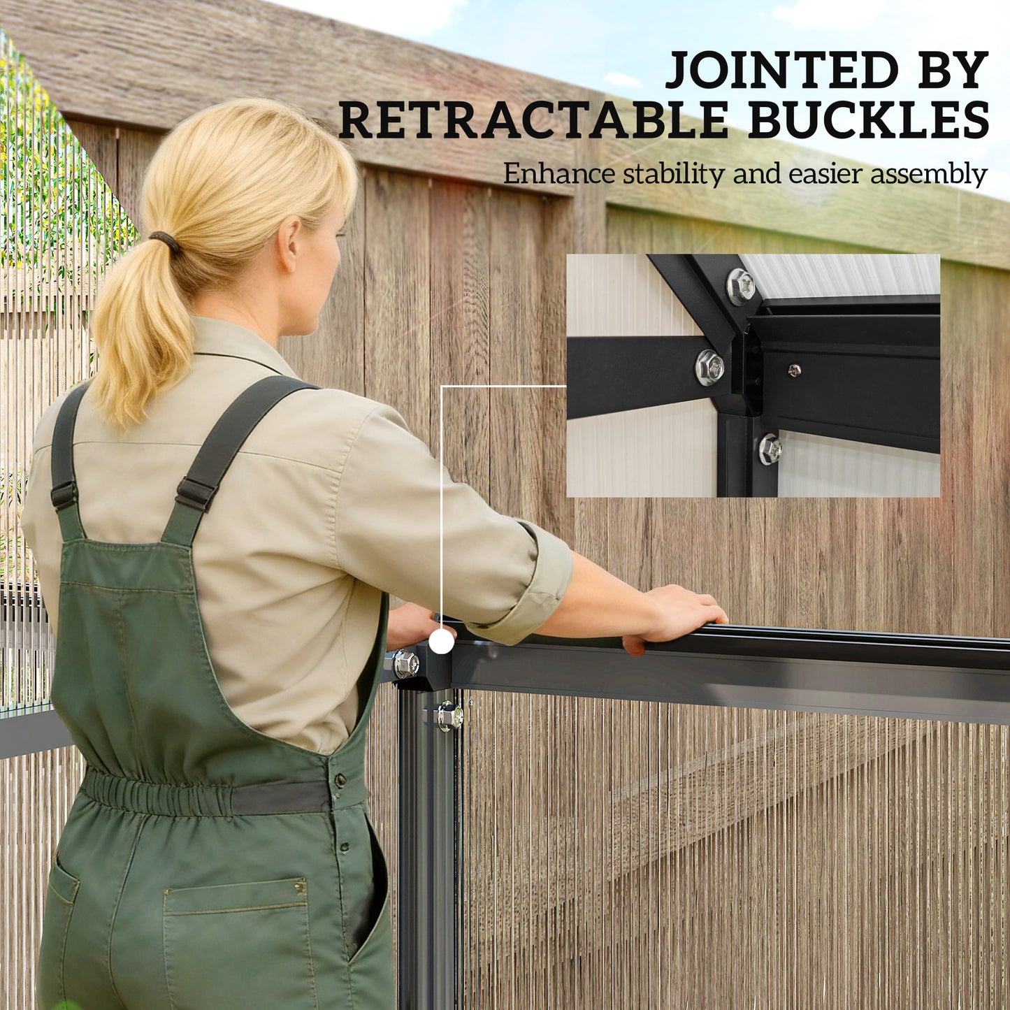 Polycarbonate Greenhouse Garden Green House with Rain Gutter, Black