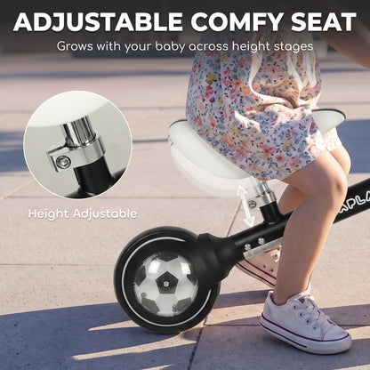 Balance Bike with 135° Steering Limit for Toddlers 1-2 Years, Black