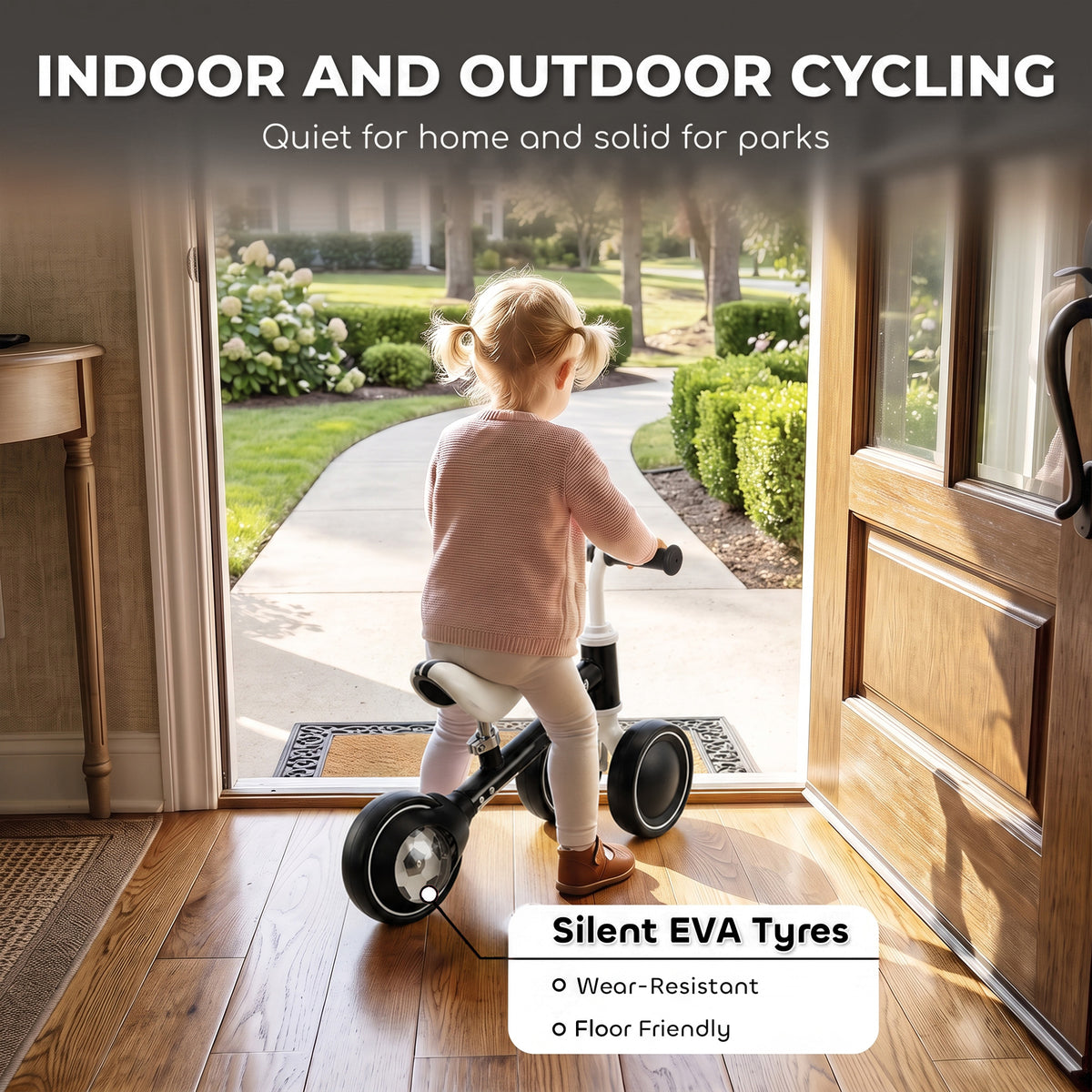 Balance Bike with 135° Steering Limit for Toddlers 1-2 Years, Black
