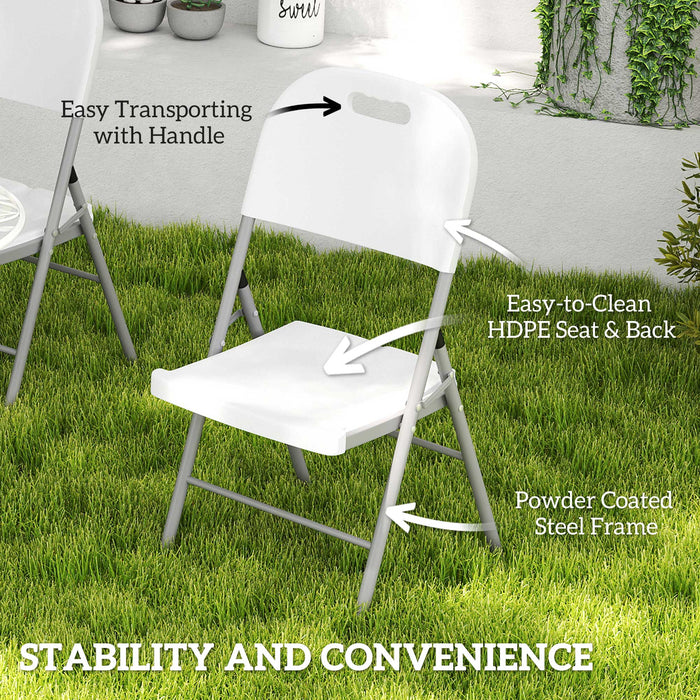 2PCS Folding Chair with Steel Frame, Garden Chair Set, White