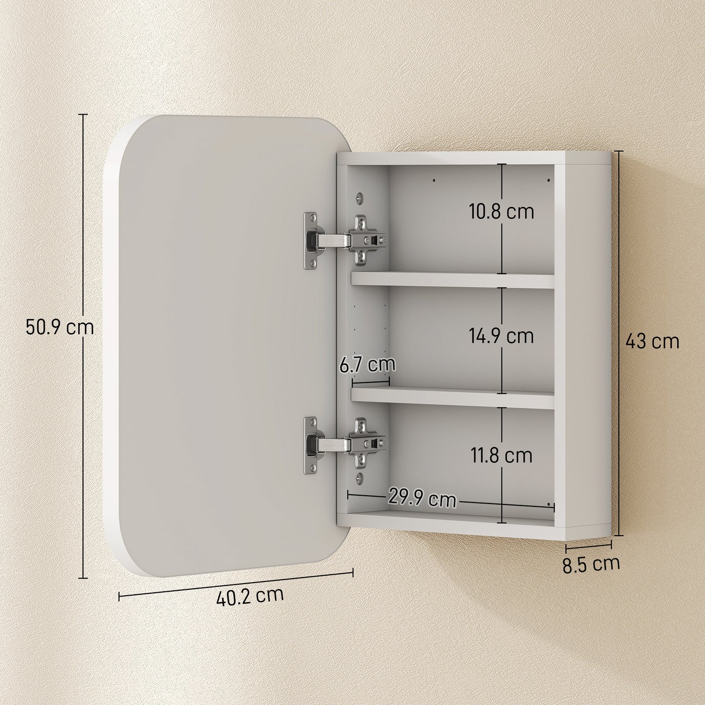 Wall Mounted Bathroom Cabinet with Mirror Adjustable Shelves White