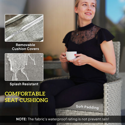 6 Seater Rattan Garden Furniture Set with Cushions, Grey